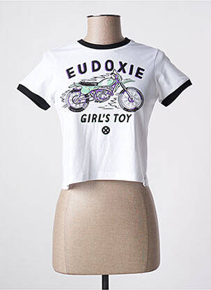Top țesătură jersey mâneci scurte alb EUDOXIE femeie
