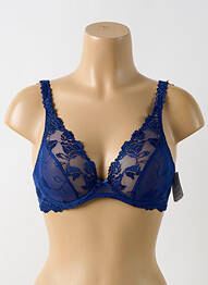 Sutien efect material satinat sutien cupe întregi cu decolteu înalt albastru AUBADE femme