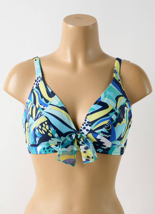 Sutien de costum de baie elasticitate sutien cupe întregi cu decolteu înalt albastru ANTIGEL femme