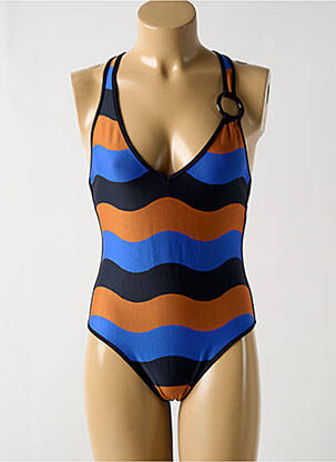 Costum de baie dintr-o singură piesă efect material satinat top triunghiuri albastru ANDRES SARDA femeie