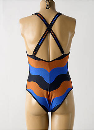Costum de baie dintr-o singură piesă efect material satinat top triunghiuri albastru ANDRES SARDA femeie
