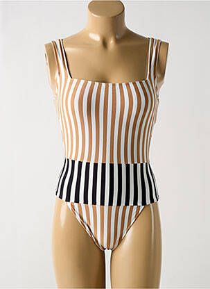Costum de baie dintr-o singură piesă efect material satinat top sutien modelat bej ANDRES SARDA femeie