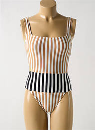 Costum de baie dintr-o singură piesă efect material satinat top sutien modelat bej ANDRES SARDA femeie