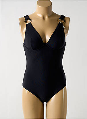 Costum de baie dintr-o singură piesă efect material satinat sutien cupe întregi cu decolteu înalt negru AUBADE femeie