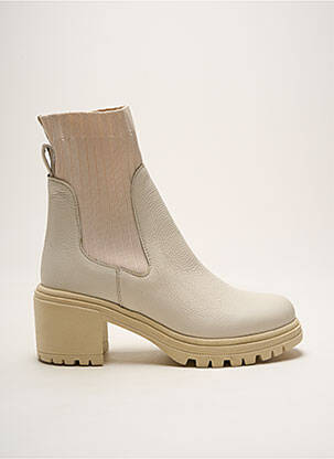 Botine/ghete material neted toc de 4 la 6 cm bej REQINS femeie