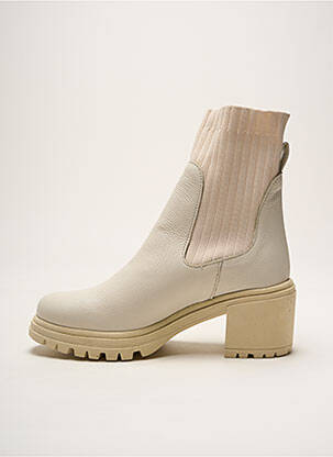 Botine/ghete material neted toc de 4 la 6 cm bej REQINS femeie