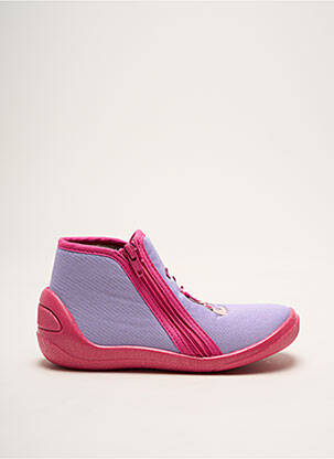 Papuci/pantofi de casă țesătură satinată vârf rotund violet BOPY fată