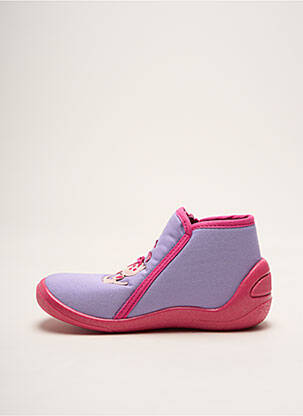 Papuci/pantofi de casă țesătură satinată vârf rotund violet BOPY fată
