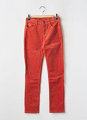 Pantalon slim țesătură catifea mărime reglabilă portocalie 3 POMMES fată