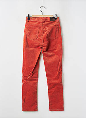 Pantalon slim țesătură catifea mărime reglabilă portocalie 3 POMMES fată
