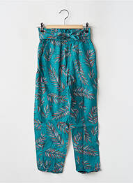 Pantalon drept țesătură poplin talie elastică verde TEDDY SMITH fille