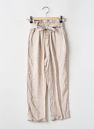 Pantalon drept croială dreaptă talie elastică bej TEDDY SMITH fată