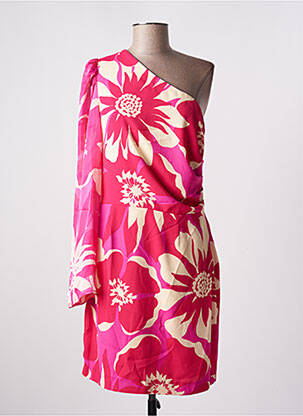 Rochie midi imprimeu floral mâneci lungi roz MORGAN femeie