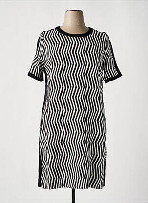 Rochie midi imprimeu fantezie mâneci scurte negru BLEU BLANC ROUGE femeie