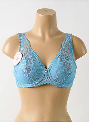 Sutien efect material satinat sutien cupe întregi cu decolteu înalt albastru FLORALE BY TRIUMPH femeie