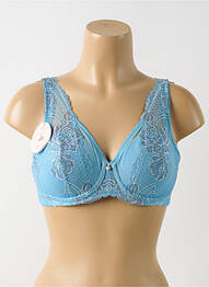 Sutien efect material satinat sutien cupe întregi cu decolteu înalt albastru FLORALE BY TRIUMPH femme
