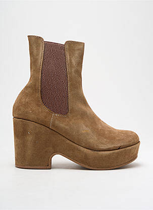 Botine/ghete nubuc toc de 4 la 6 cm bej BUENO femeie