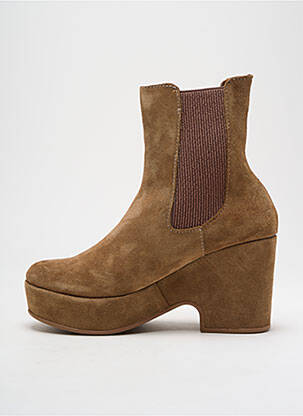 Botine/ghete nubuc toc de 4 la 6 cm bej BUENO femeie