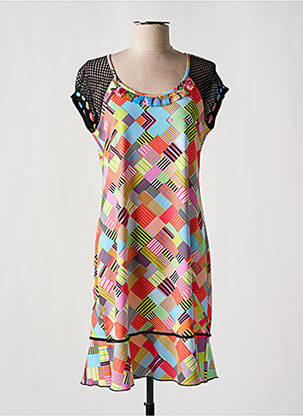 Rochie midi mâneci scurte mâneci scurte portocalie OLIVIER PHILIPS femeie