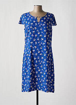 Rochie midi imprimeu floral mâneci scurte albastru FRANCE RIVOIRE femeie