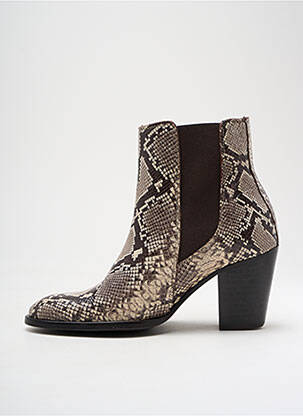 Botine/ghete material neted toc de 7 la 9 cm bej REQINS femeie