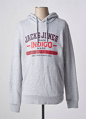Hanorac cu glugă guler rotund mâneci lungi gri JACK & JONES bărbat