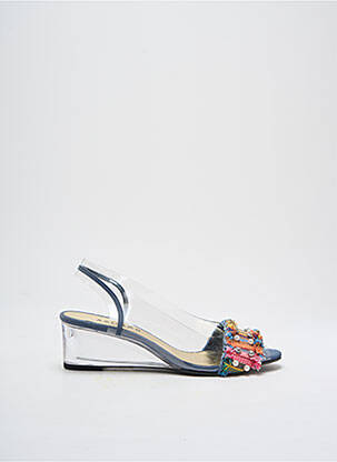 Pantofi cu toc țesătură satinată toc de 4 la 6 cm albastru AZUREE femme