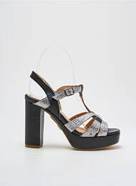 Sandale/pantofi decupați țesătură satinată toc de 7 la 9 cm argintiu MINKA DESIGN femme