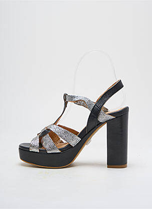 Sandale/pantofi decupați țesătură satinată toc de 7 la 9 cm argintiu MINKA DESIGN femeie