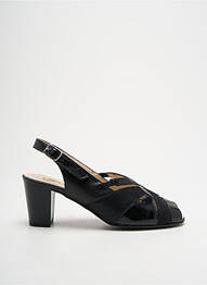 Sandale/pantofi decupați țesătură satinată toc de 4 la 6 cm negru OMBELLE femme