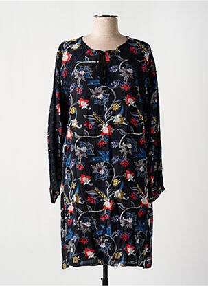 Rochie midi imprimeu floral mâneci lungi negru THALASSA femeie