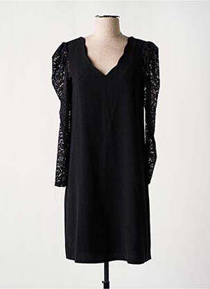 Rochie midi țesătură crep mâneci lungi negru CHARMING GIRL femeie
