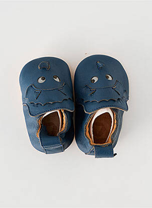 Papuci/pantofi de casă material neted vârf rotund albastru EASY PEASY fată