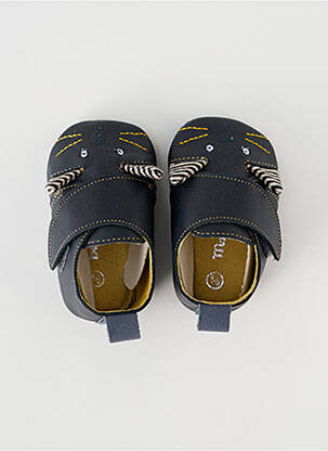 Papuci/pantofi de casă material neted vârf rotund albastru MOULIN ROTY fată