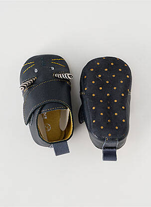 Papuci/pantofi de casă material neted vârf rotund albastru MOULIN ROTY fată