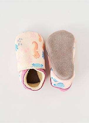 Papuci/pantofi de casă material neted vârf rotund bej INCH BLUE fată