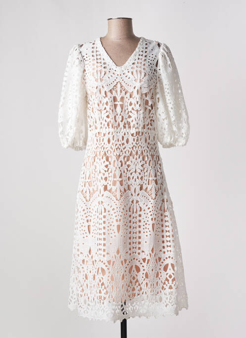 Rochie midi mâneci 3/4 mâneci 3/4 alb ANGELA DAVIS femme