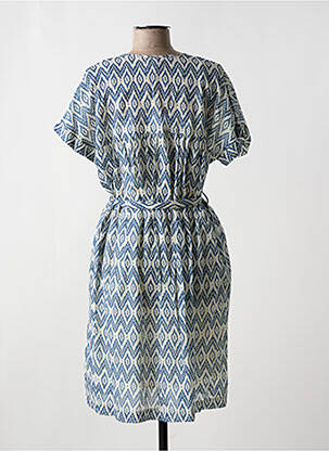 Rochie midi imprimeu fantezie mâneci scurte albastru STELLA FOREST femeie