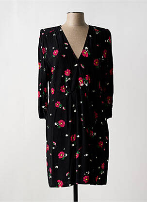 Rochie midi imprimeu floral mâneci 3/4 negru PABLO femeie