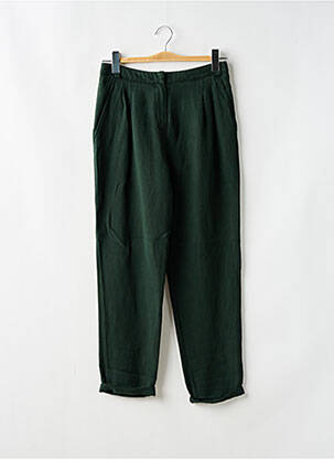 Pantalon drept talie cu cleme talie înaltă verde ZYGA femeie