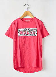 Tricou croială cambrată mâneci scurte roz GUESS fille