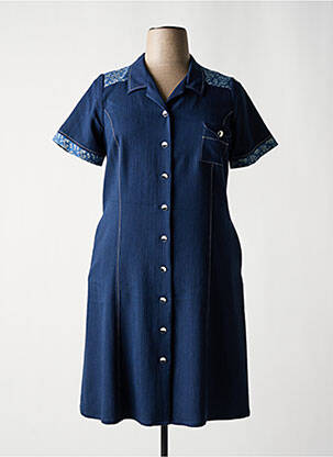 Rochie midi țesătură crep mâneci scurte albastru FRANCE RIVOIRE femeie