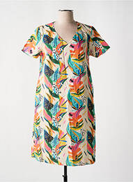 Rochie midi imprimeu floral mâneci scurte bej GUY DUBOUIS femeie