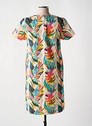 Rochie midi imprimeu floral mâneci scurte bej GUY DUBOUIS femeie