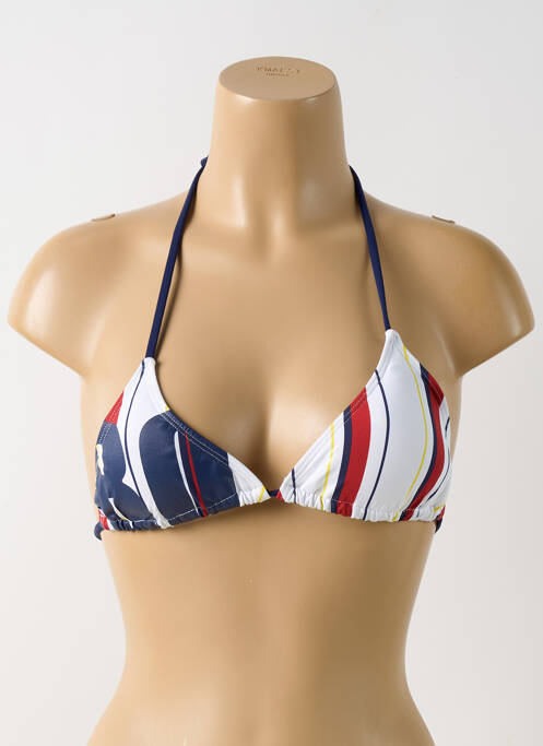 Sutien de costum de baie închidere cu legături de legat top triunghiuri albastru CBK femme