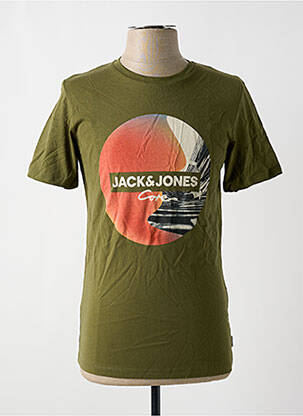 Tricou croială dreaptă mâneci scurte verde JACK & JONES bărbat