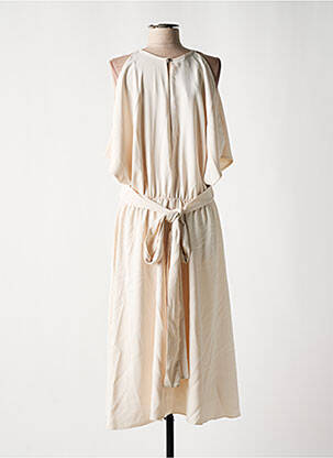 Rochie midi țesătură crep mâneci scurte bej ASTRID BLACK LABEL femeie