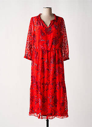 Rochie midi imprimeu floral mâneci lungi roșu ONLY femeie