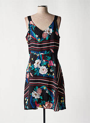 Rochie midi imprimeu floral fără mâneci negru MORGAN femeie