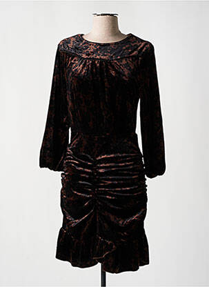 Rochie midi imprimeu floral mâneci lungi maro DEUX. BY ELINE DE MUNCK femeie
